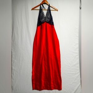 Vintage Elegant Moments Black Lace And Red Nightgown Size Medium